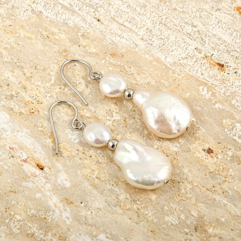 White Freshwater Pearl Earrings in Sterling Silver