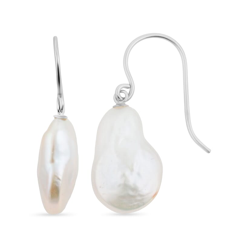 White Freshwater Pearl Earrings in Sterling Silver