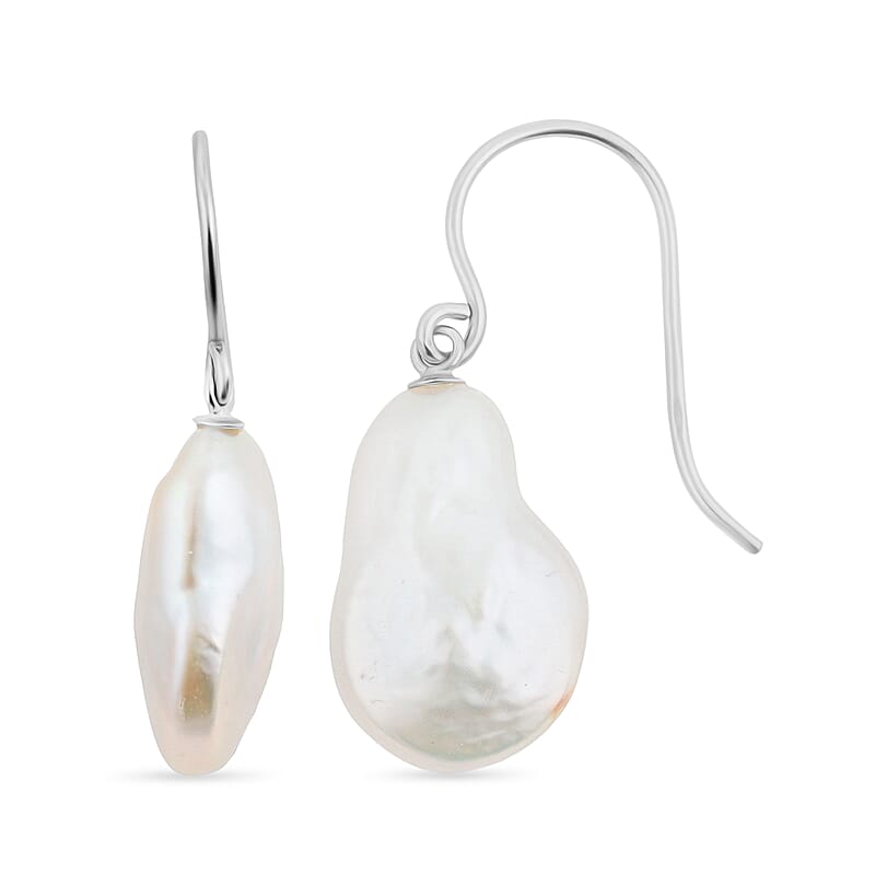 White Freshwater Pearl Earrings in Sterling Silver