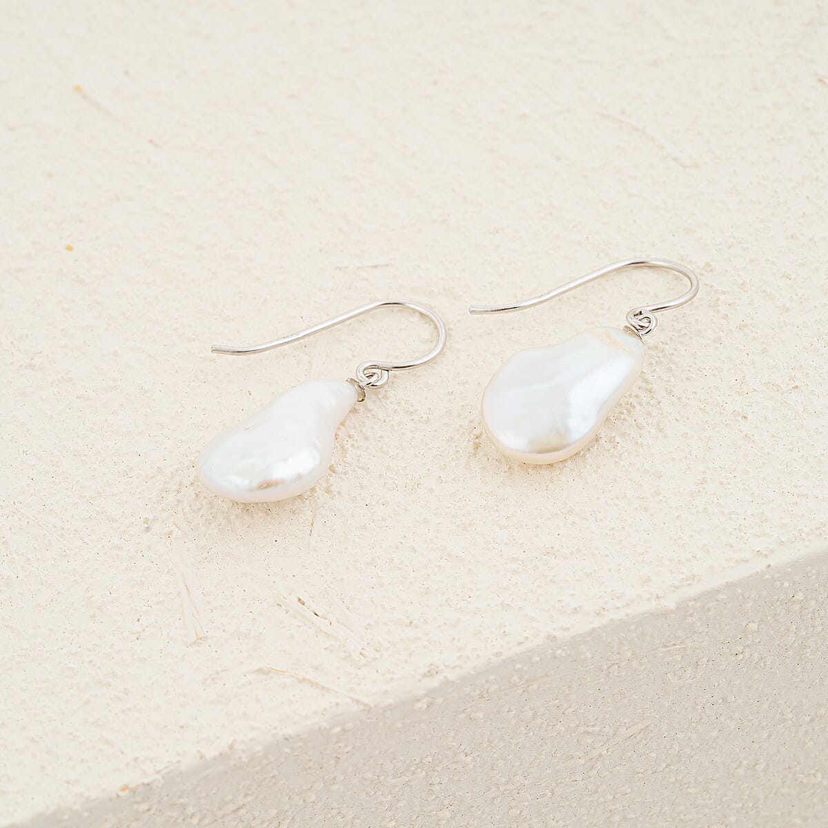 White Freshwater Pearl Earrings in Sterling Silver image number 1