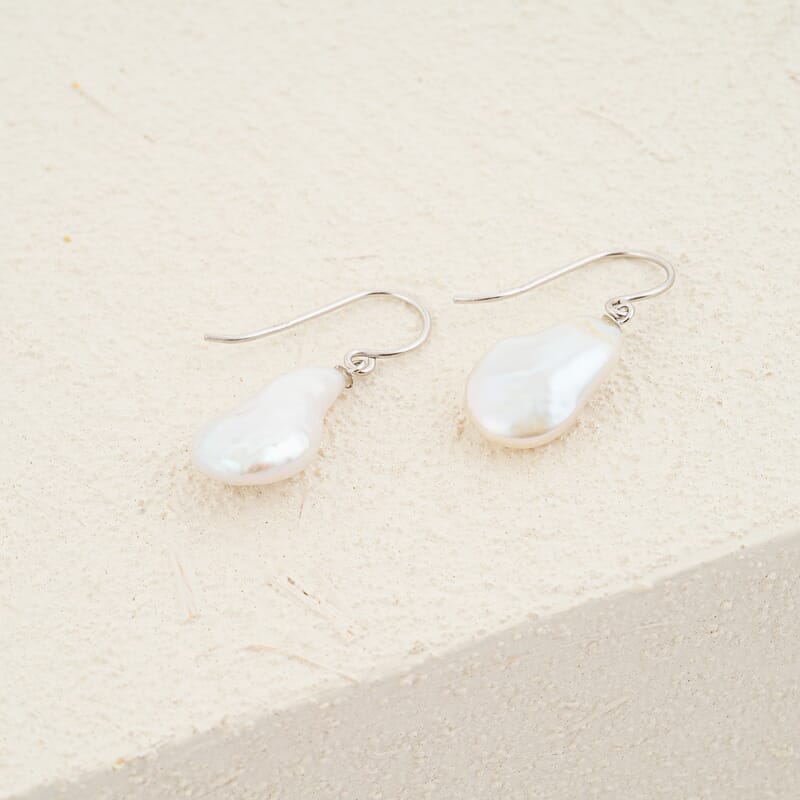 White Freshwater Pearl Earrings in Sterling Silver