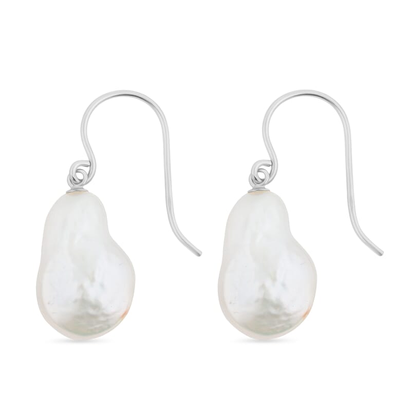 White Freshwater Pearl Earrings in Sterling Silver