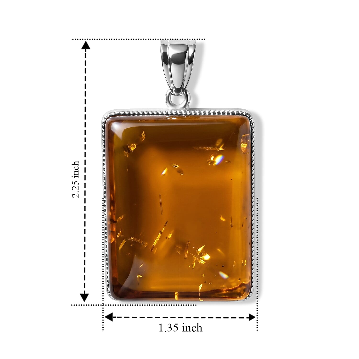 Rectangle Smoky Quartz 115.00 ctw Pendant without Chain in Silvertone