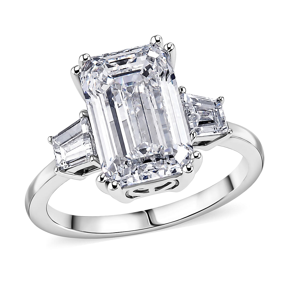 IGI Certified Luxuriant Lab Grown Diamond F VS 5.80 ctw Emerald Elegance Ring in 14K White Gold (Size 6.0)