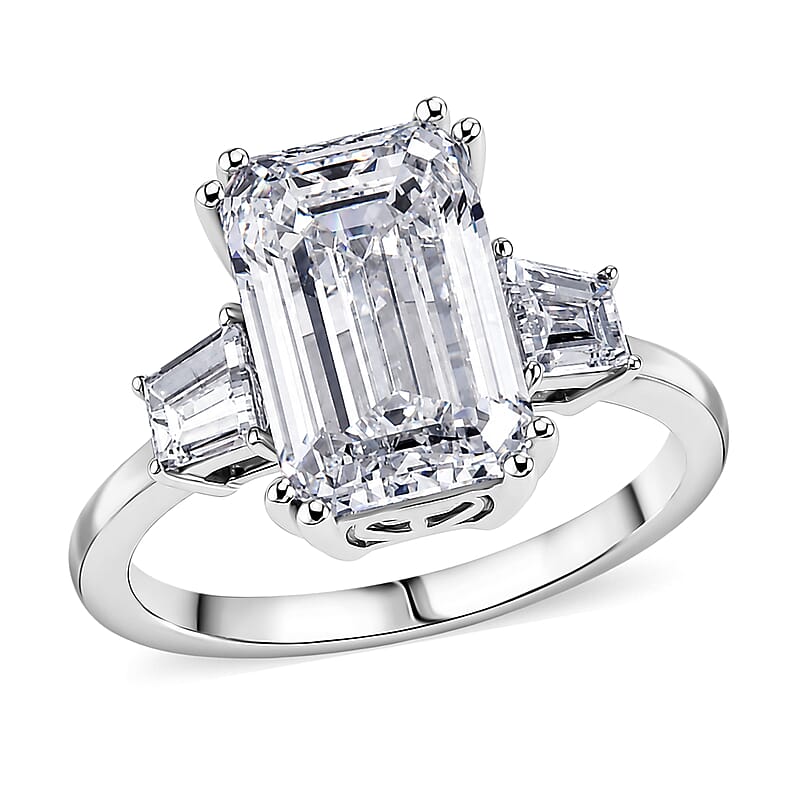 IGI Certified Luxuriant Lab Grown Diamond F VS 5.80 ctw Emerald Elegance Ring in 14K White Gold (Size 6.0)
