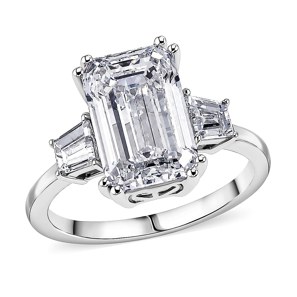 IGI Certified Luxuriant Lab Grown Diamond F VS 5.80 ctw Emerald Elegance Ring in 14K White Gold (Size 8.0)