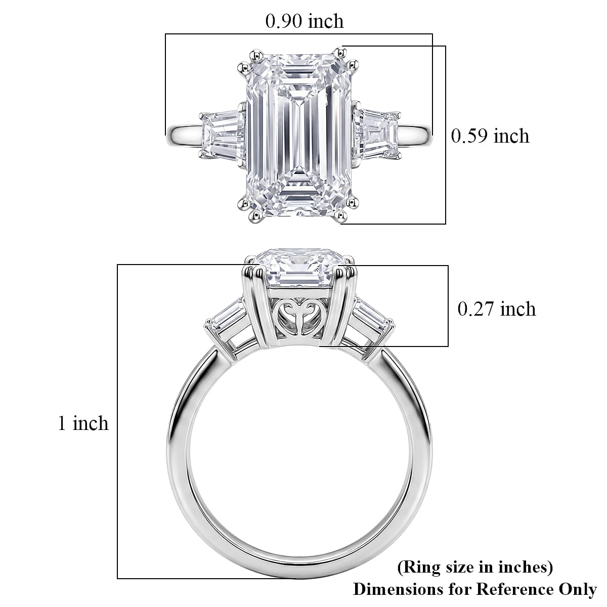 IGI Certified Luxuriant Lab Grown Diamond F VS 5.80 ctw Emerald Elegance Ring in 14K White Gold (Size 8.0) image number 5