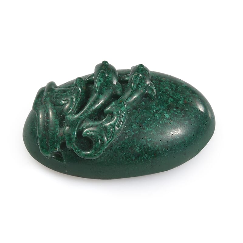 Freshened Malachite Carved Fishes (Fancy Free) 17.91 ctw