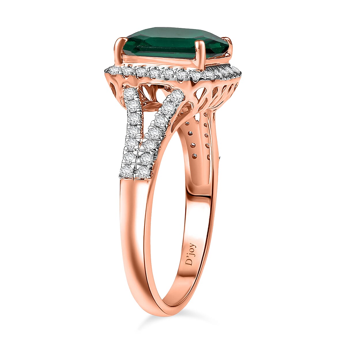 D'Joy Asscher Cut Lab Grown Emerald and Moissanite 4.70 ctw Ring in 18K Vermeil Rose Gold Over Sterling Silver (Size 4.5) image number 3