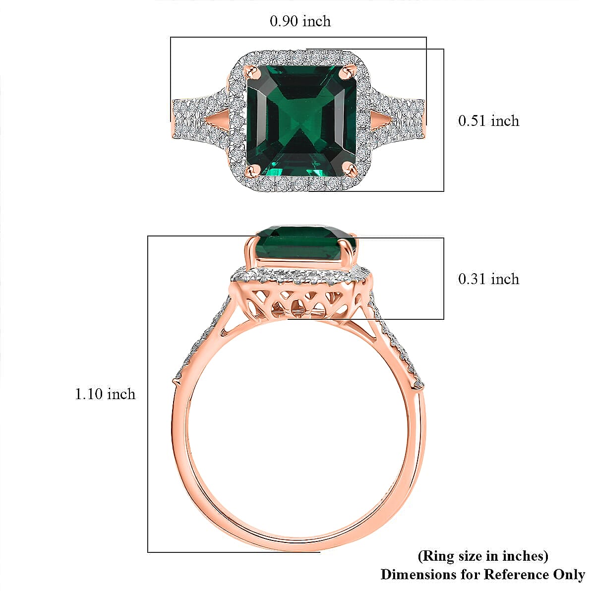 D'Joy Asscher Cut Lab Grown Emerald and Moissanite 4.70 ctw Ring in 18K Vermeil Rose Gold Over Sterling Silver (Size 9.5) image number 5