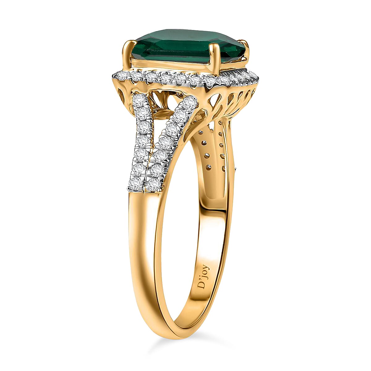 D'Joy Asscher Cut Lab Grown Emerald and Moissanite 4.70 ctw Ring in 18K Vermeil Yellow Gold Over Sterling Silver (Size 11.5) image number 3