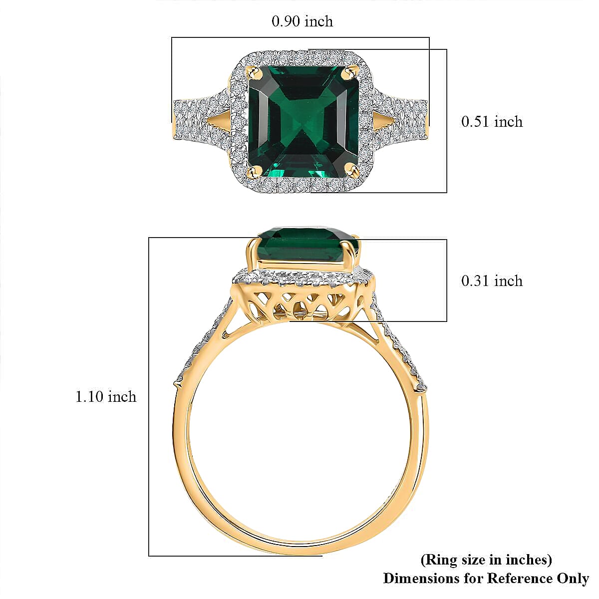 D'Joy Asscher Cut Lab Grown Emerald and Moissanite 4.70 ctw Ring in 18K Vermeil Yellow Gold Over Sterling Silver (Size 5.0) image number 4