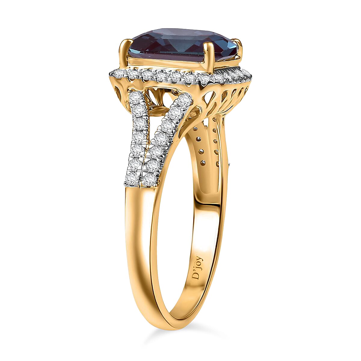 D'Joy Asscher Cut Lab Grown Alexandrite and Moissanite 4.70 ctw Ring in 18K Vermeil Yellow Gold Over Sterling Silver (Size 5.5) image number 3