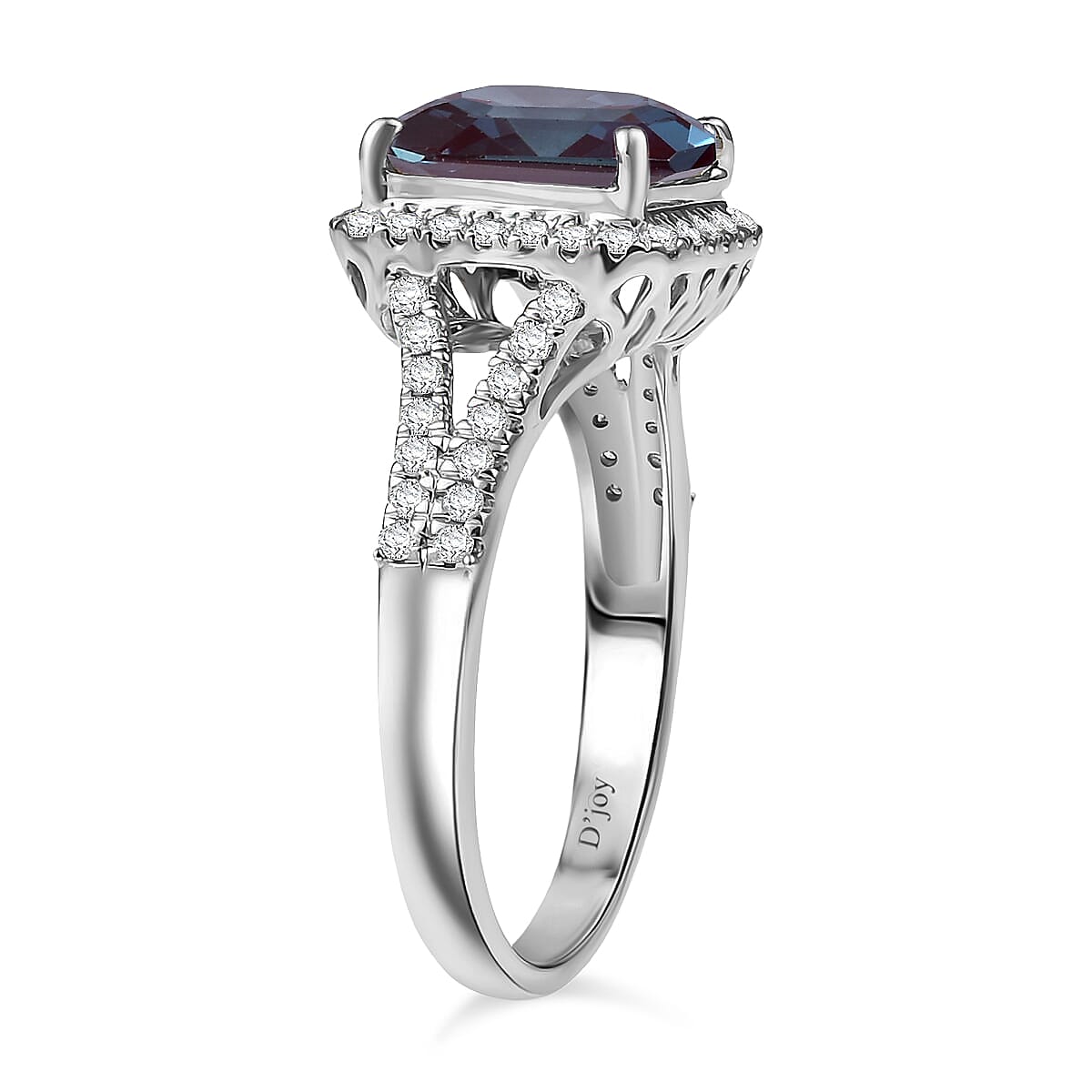 D'Joy Asscher Cut Lab Grown Alexandrite and Moissanite 4.70 ctw Ring in Rhodium Over Sterling Silver (Size 11.0) image number 3