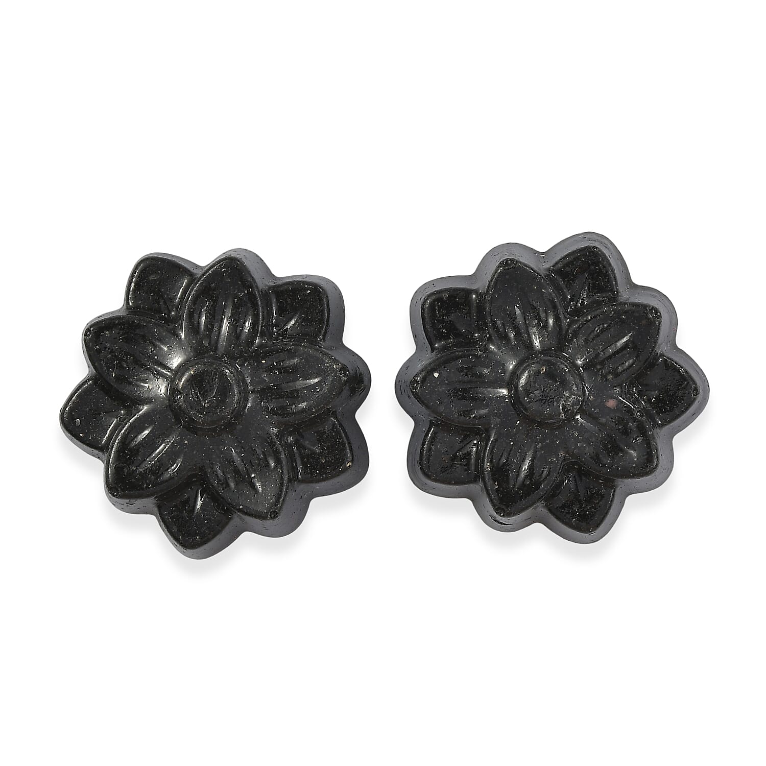 Silver Constituted Shungite Set of 2 (Fancy Free Size) 48.45 ctw