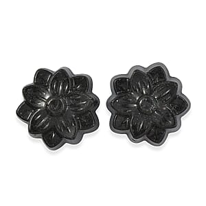 Silver Constituted Shungite Set of 2 (Fancy Free Size) 48.45 ctw