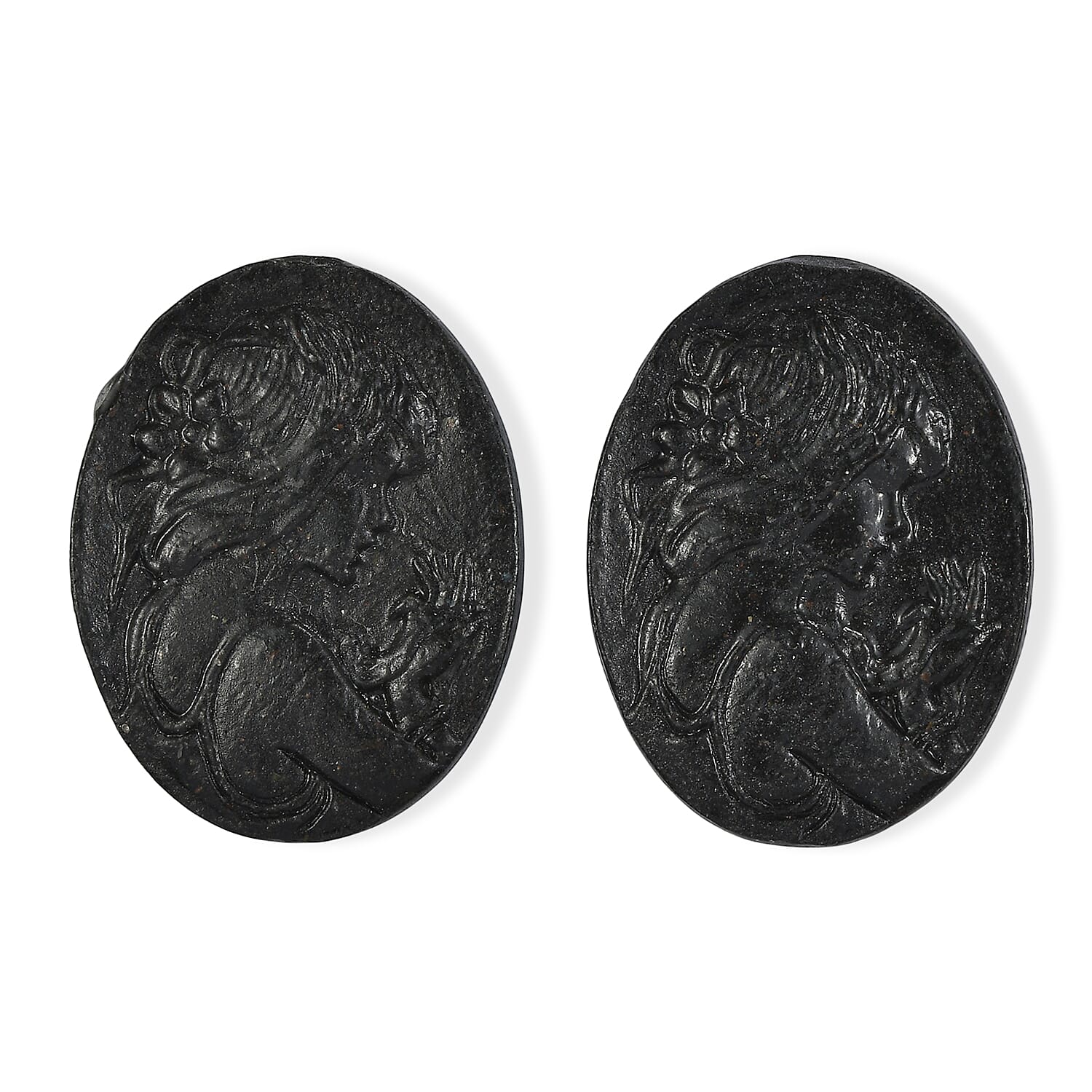 Silver Constituted Shungite Set of 2 (Fancy Free Size) 29.94 ctw