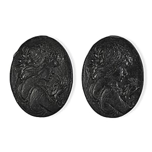Silver Constituted Shungite Set of 2 (Fancy Free Size) 29.94 ctw