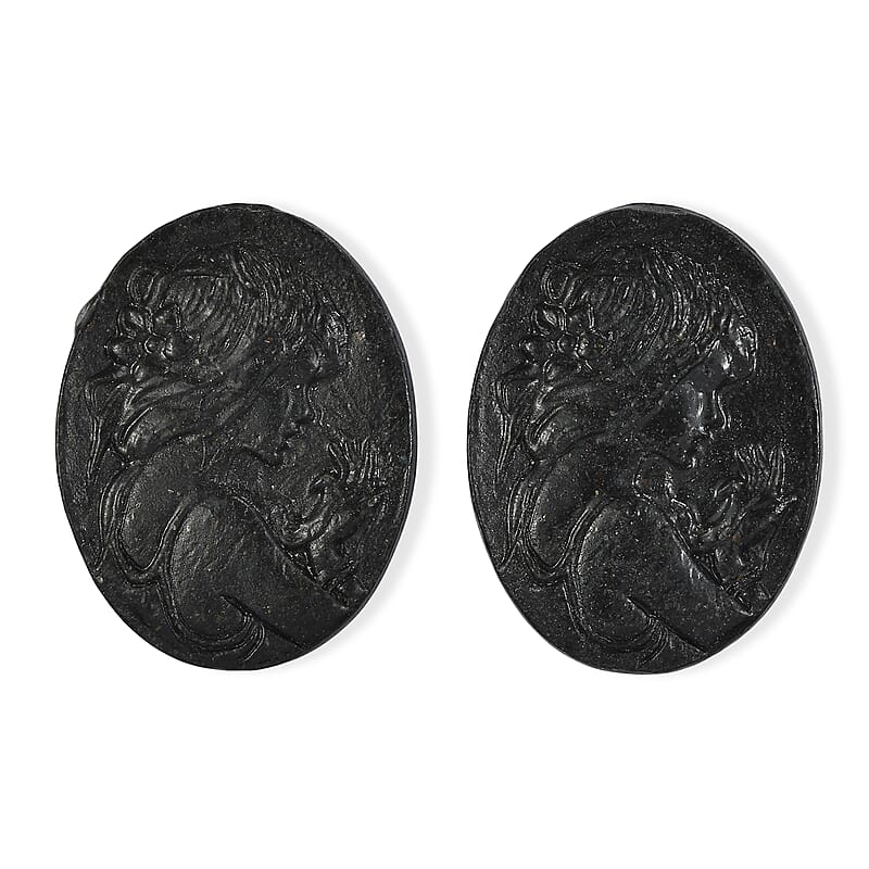 Silver Constituted Shungite Set of 2 (Fancy Free Size) 29.94 ctw