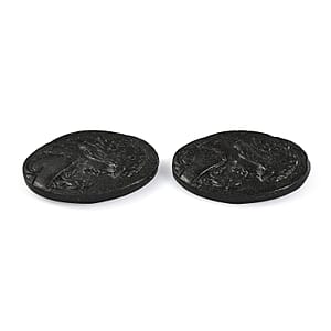 Silver Constituted Shungite Set of 2 (Fancy Free Size) 29.94 ctw