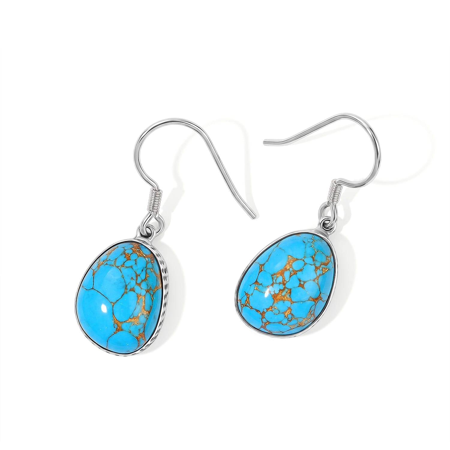 D'Joy Artisan Crafted Mojave Blue Turquoise 16.00 ctw Earrings in Sterling Silver