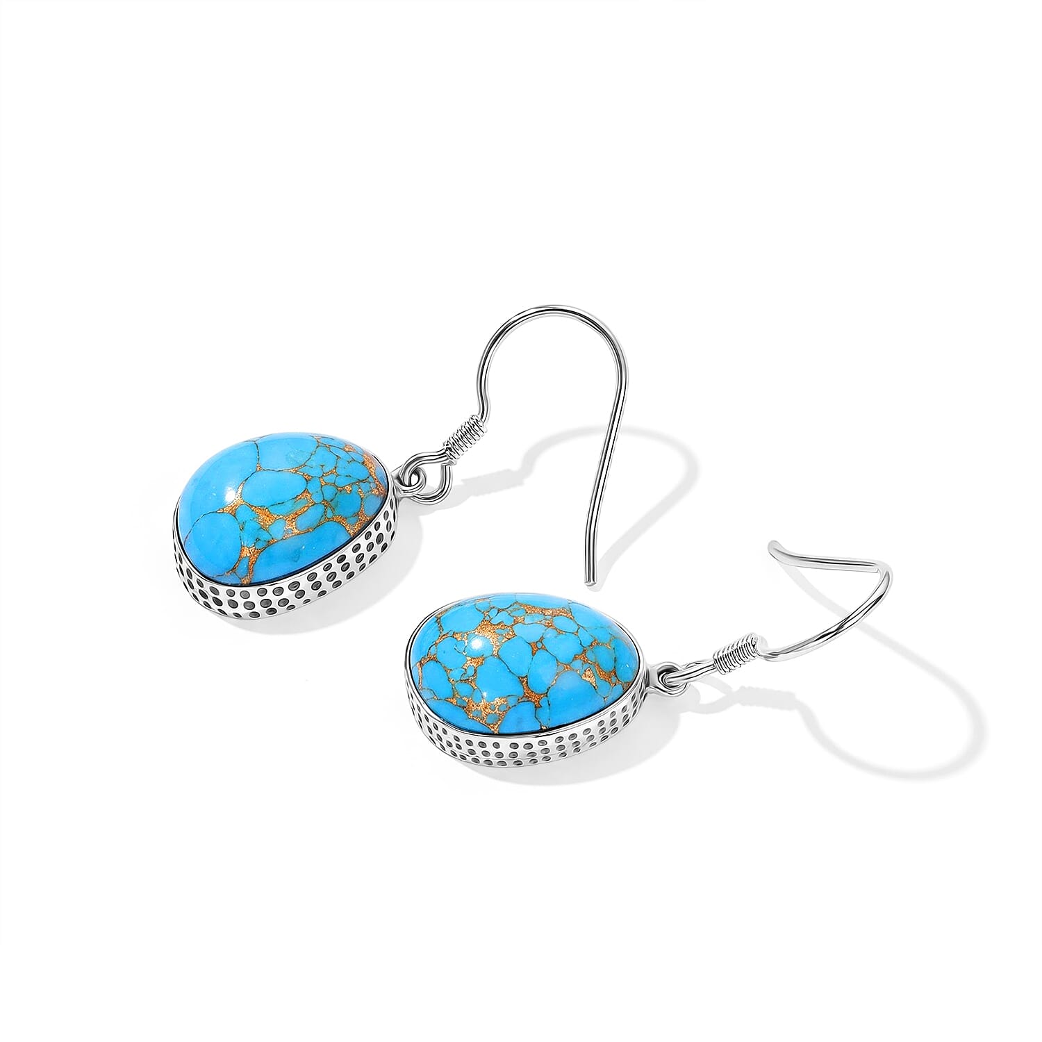 D'Joy Artisan Crafted Mojave Blue Turquoise 16.00 ctw Earrings in Sterling Silver