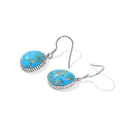 D'Joy Artisan Crafted Mojave Blue Turquoise 16.00 ctw Earrings in Sterling Silver