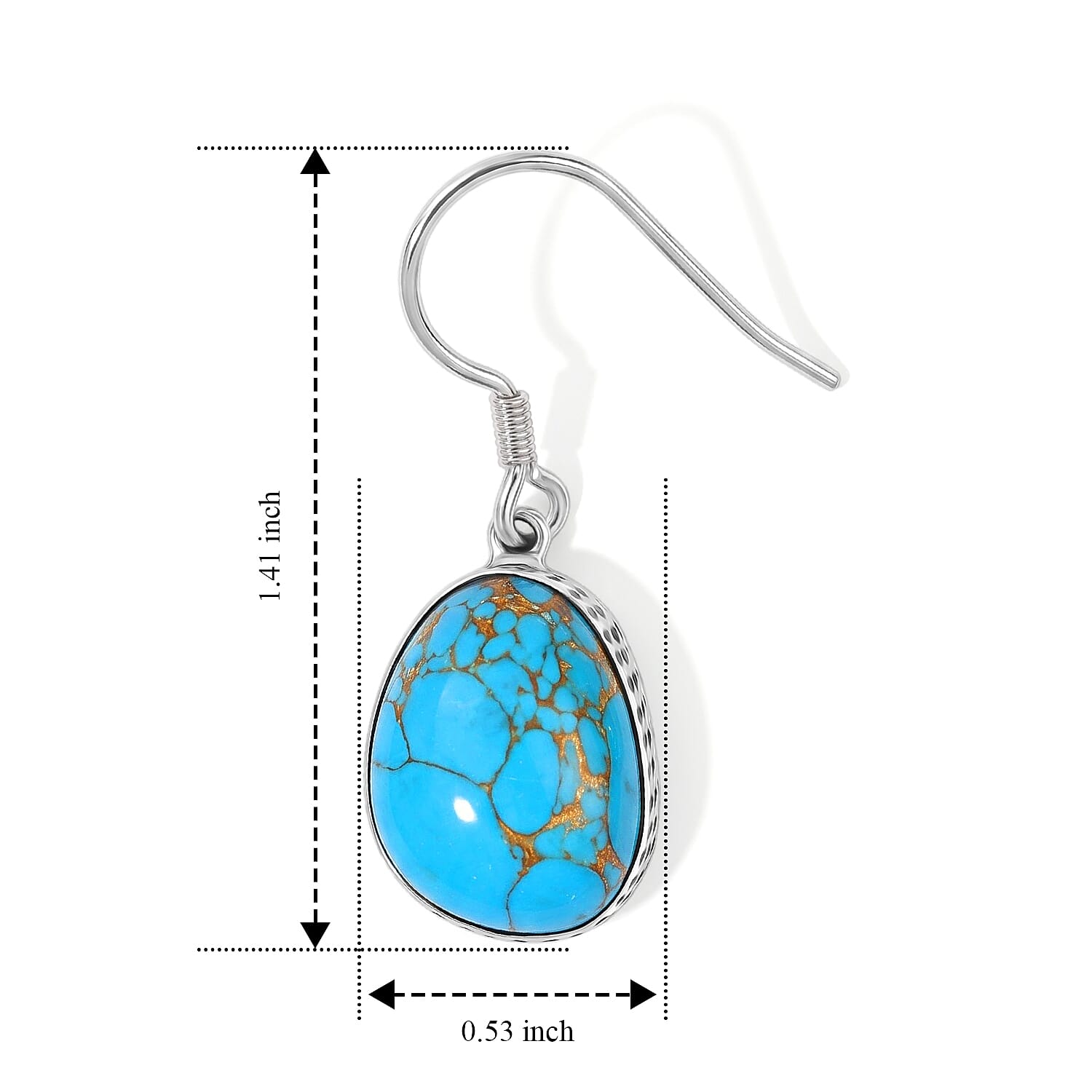 D'Joy Artisan Crafted Mojave Blue Turquoise 16.00 ctw Earrings in Sterling Silver