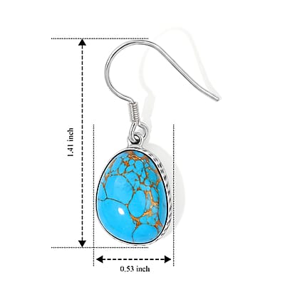 D'Joy Artisan Crafted Mojave Blue Turquoise 16.00 ctw Earrings in Sterling Silver