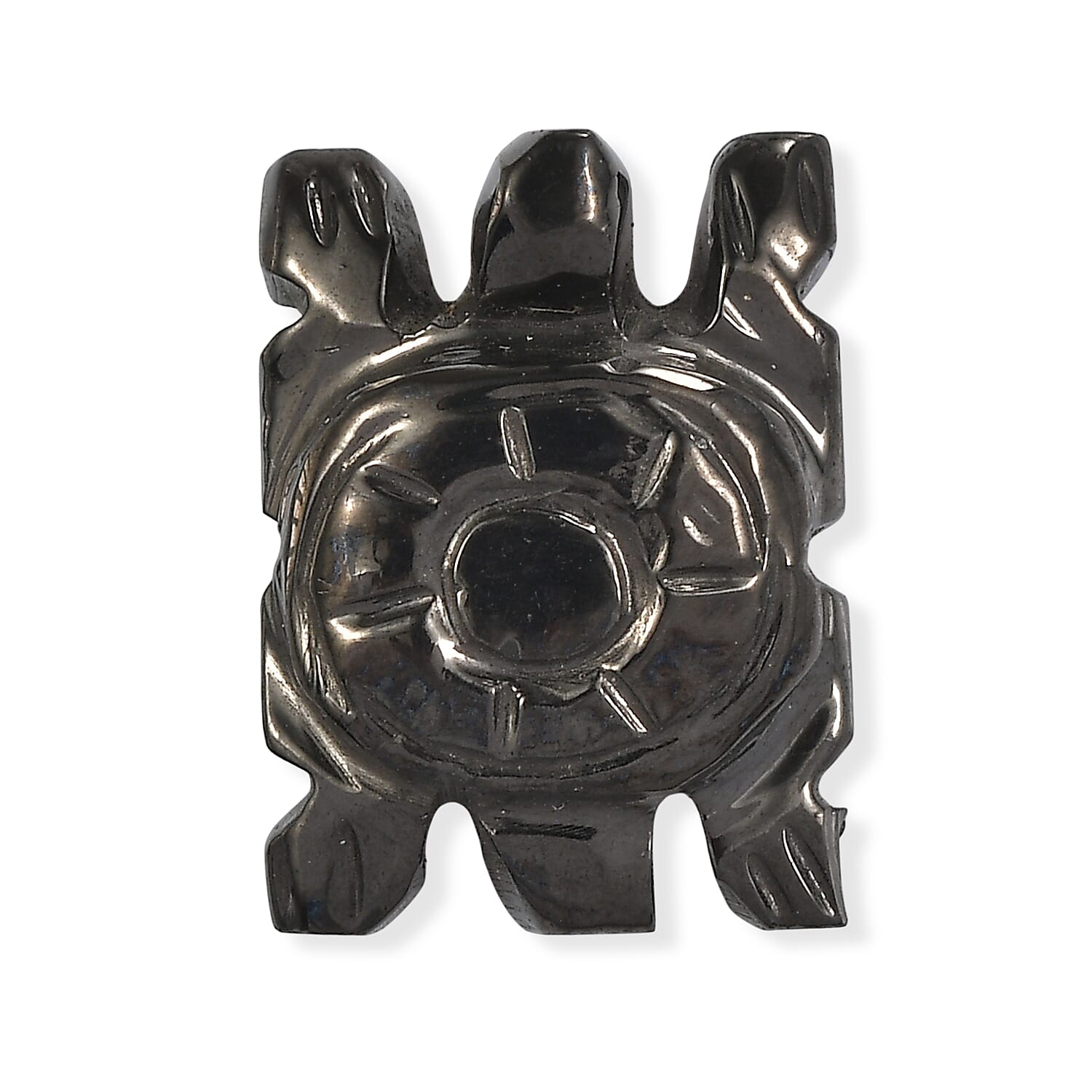 Silver Shungite Carved Turtle (Fancy Free Size) 9.42 ctw