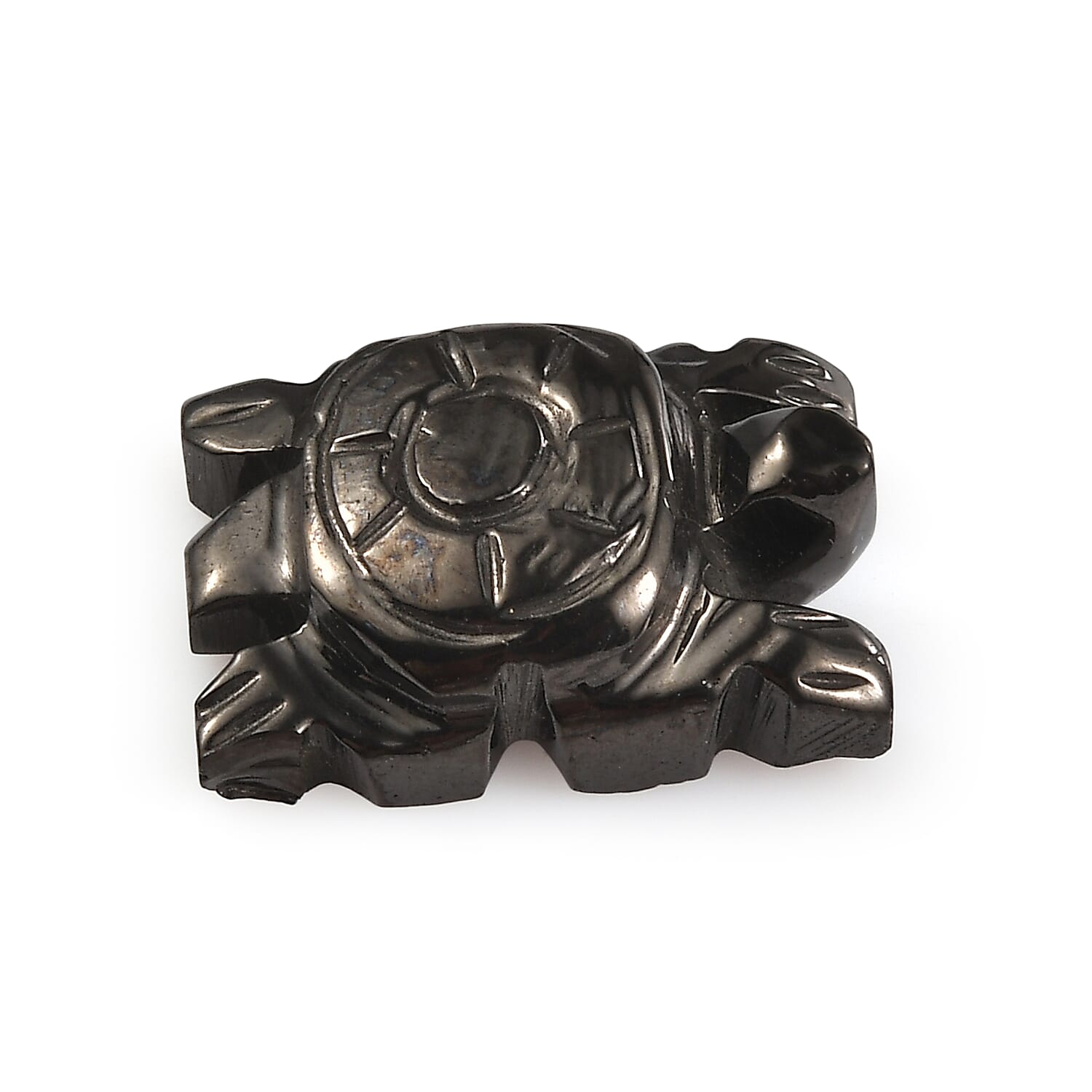 Silver Shungite Carved Turtle (Fancy Free Size) 9.42 ctw