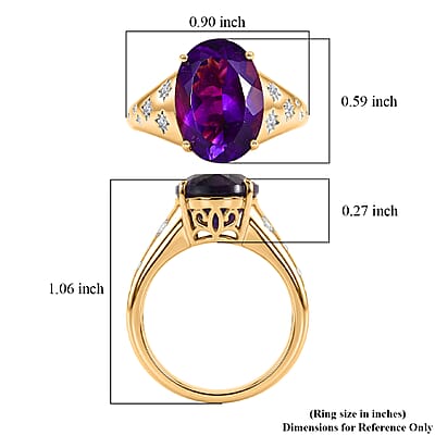 D'Joy Premium Moroccan Amethyst and Diamond 5.60 ctw Starlit Palace Ring in 18K Vermeil Yellow Gold Over Sterling Silver (Size 6.0)