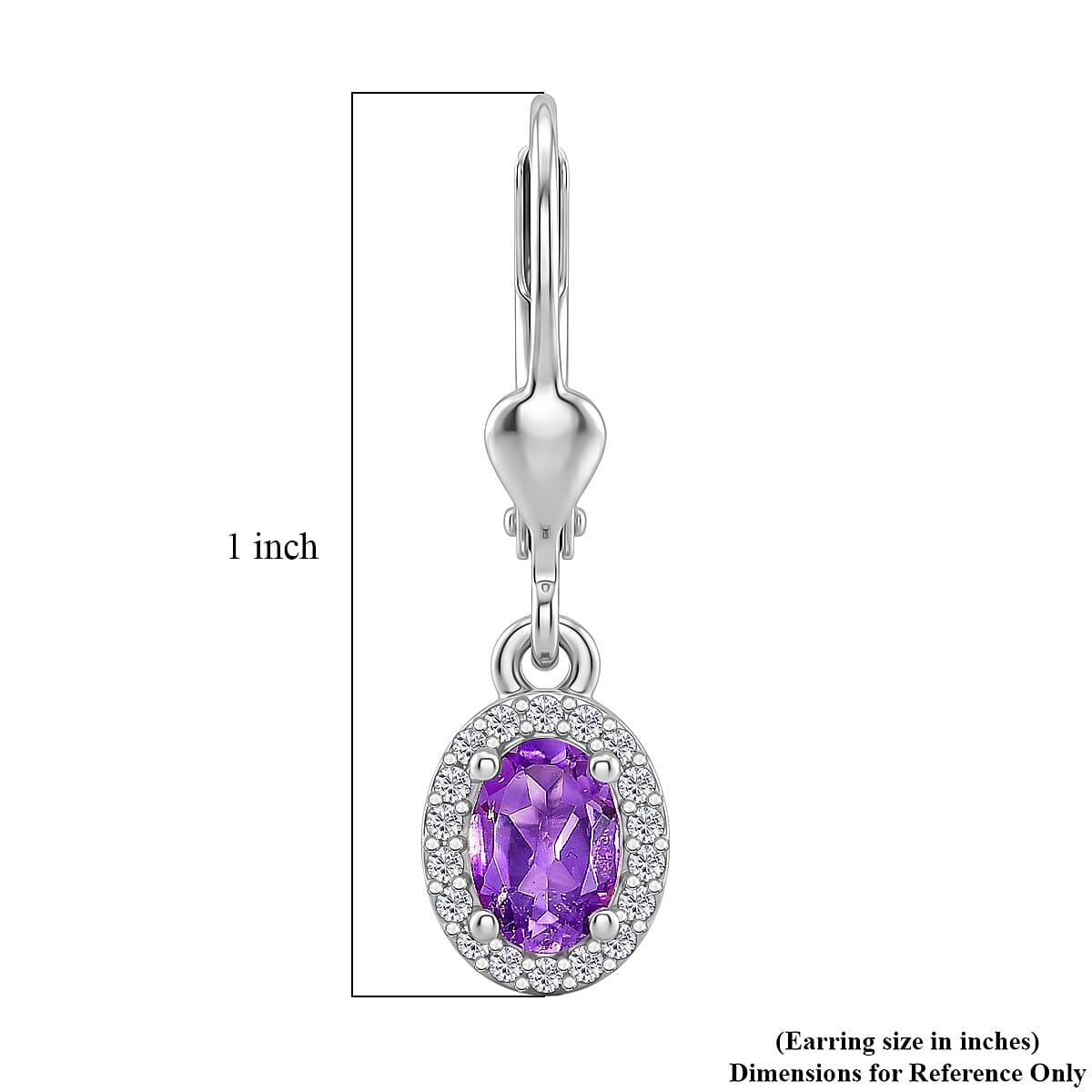 D'Joy AAA Moroccan Amethyst and Moissanite 1.00 ctw Regal Halo Earrings in Rhodium Over Sterling Silver image number 5
