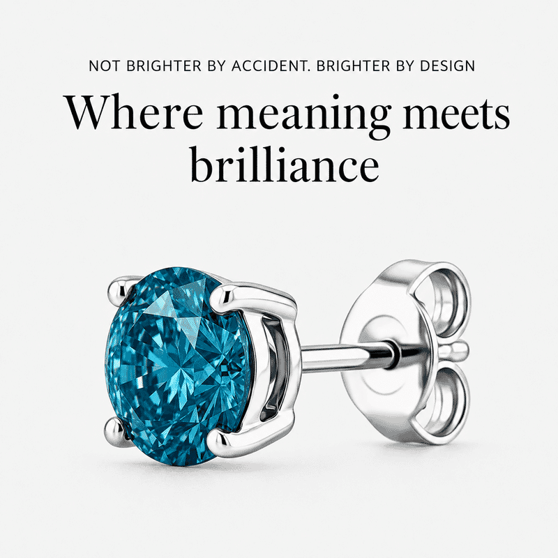 Luxuriant Lab Grown Blue Diamond (IR) SI 1.25 ctw Earrings in Rhodium Over Sterling Silver