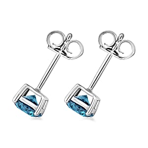 Luxuriant Lab Grown Blue Diamond (IR) SI 1.25 ctw Earrings in Rhodium Over Sterling Silver