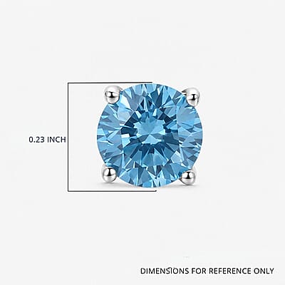 Luxuriant Lab Grown Blue Diamond (IR) SI 1.25 ctw Earrings in Rhodium Over Sterling Silver