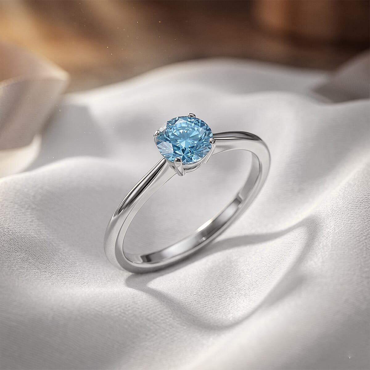 Luxuriant Lab Grown Blue Diamond VS2 - SI 0.55 ctw Ring in Rhodium Over Sterling Silver (Size 8.0) image number 1