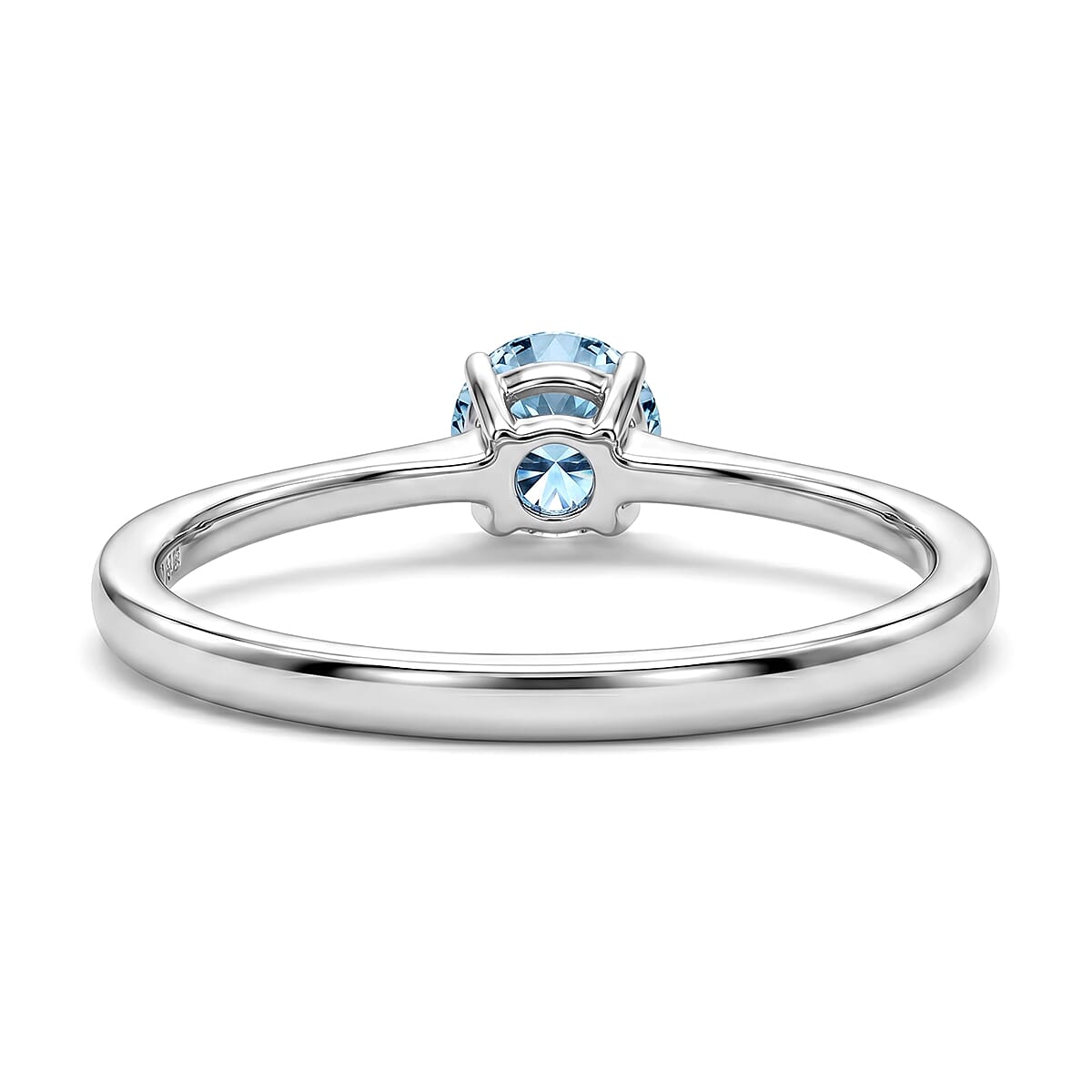 Luxuriant Lab Grown Blue Diamond VS2 - SI 0.55 ctw Ring in Rhodium Over Sterling Silver (Size 8.0) image number 4