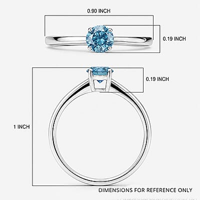 Luxuriant Lab Grown Blue Diamond VS2 - SI 0.55 ctw Ring in Rhodium Over Sterling Silver (Size 8.0)
