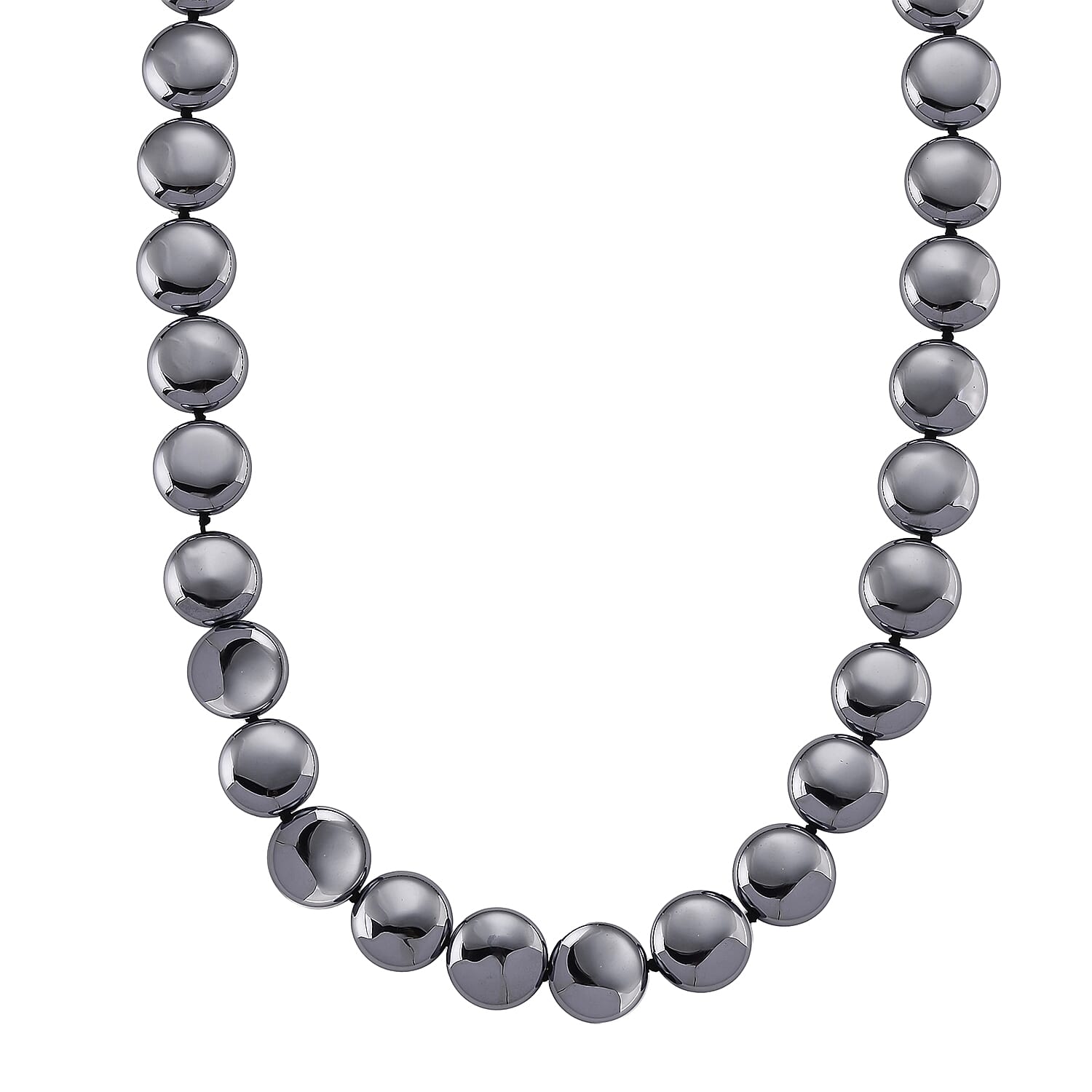 Terahertz 400.00 ctw Coin Beaded Necklace in Stainless Steel (22-24 Inches)