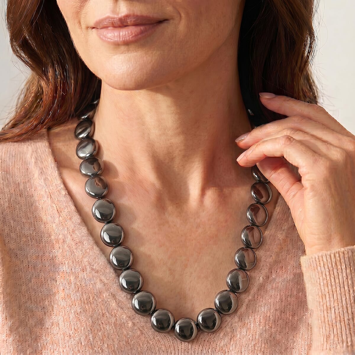 Terahertz 400.00 ctw Coin Beaded Necklace in Stainless Steel (22-24 Inches) image number 1
