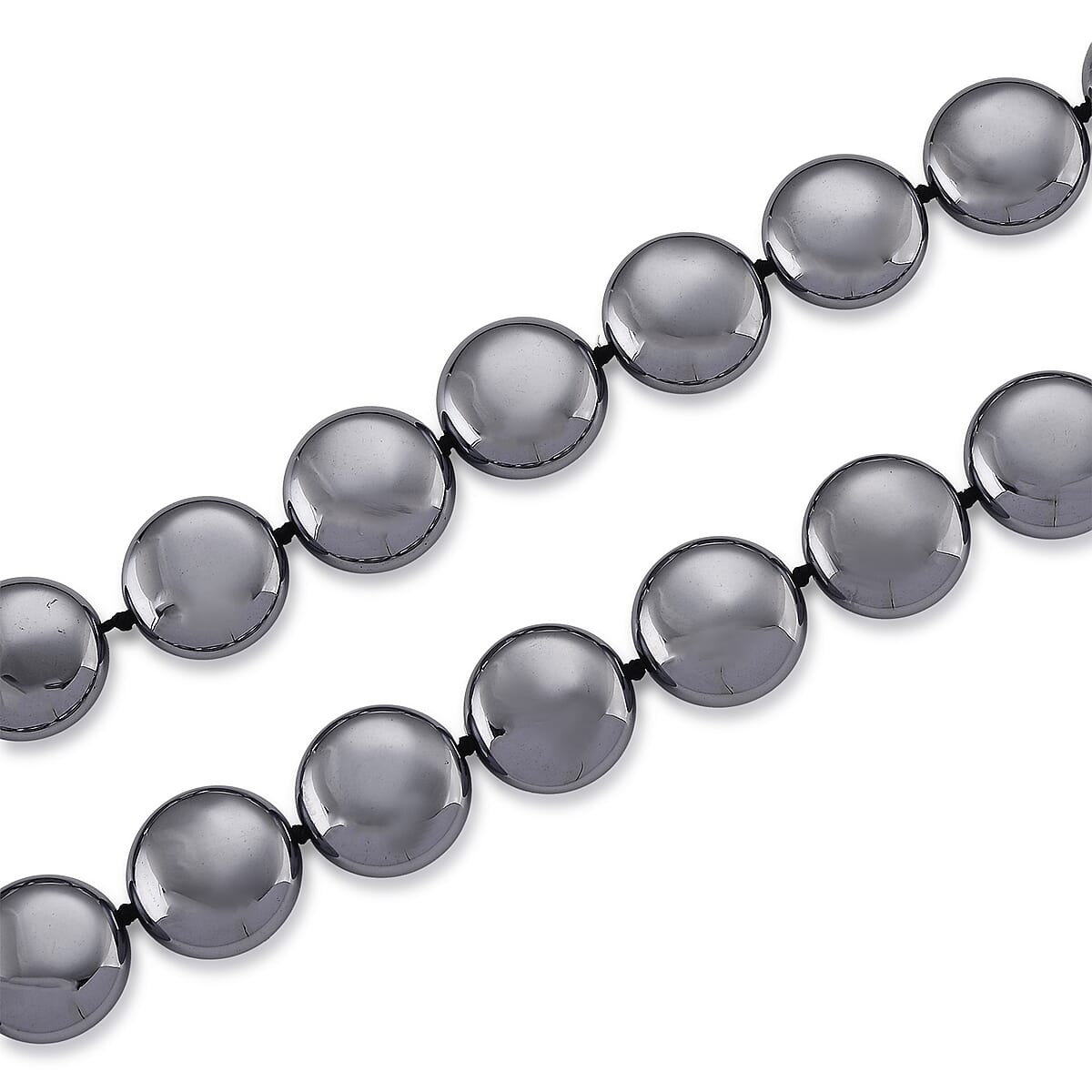 Terahertz 400.00 ctw Coin Beaded Necklace in Stainless Steel (22-24 Inches) image number 2
