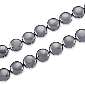 Terahertz 400.00 ctw Coin Beaded Necklace in Stainless Steel (22-24 Inches)