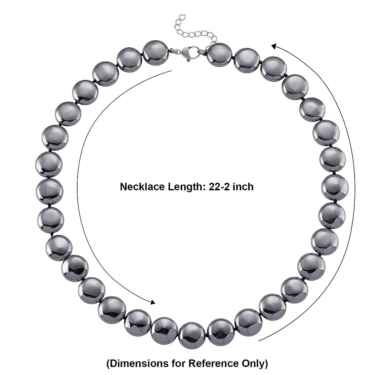 Terahertz 400.00 ctw Coin Beaded Necklace in Stainless Steel (22-24 Inches) image number 4