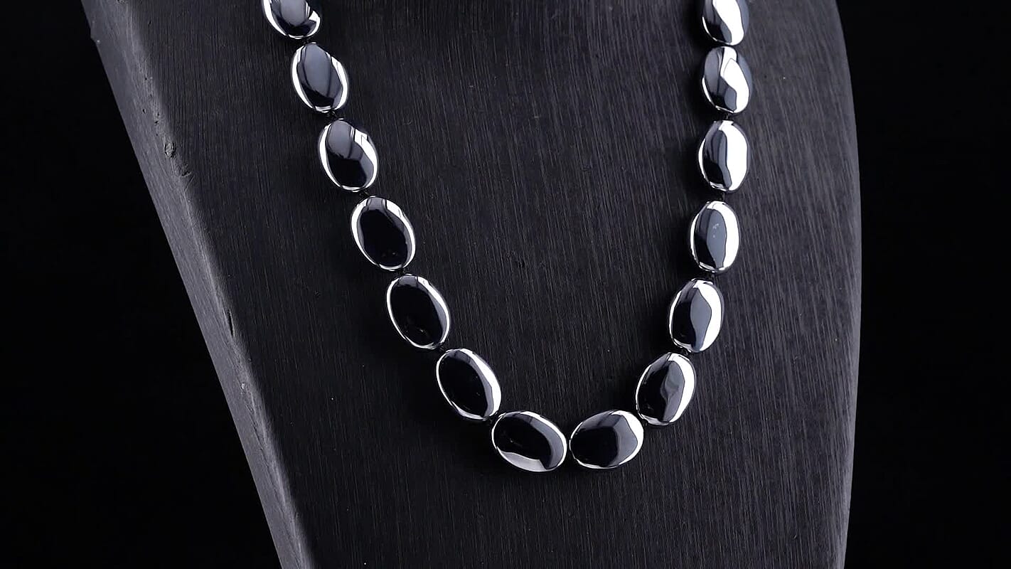 Terahertz Coin Beaded Necklace in Stainless Steel (22-24 Inches) 400.00 ctw
