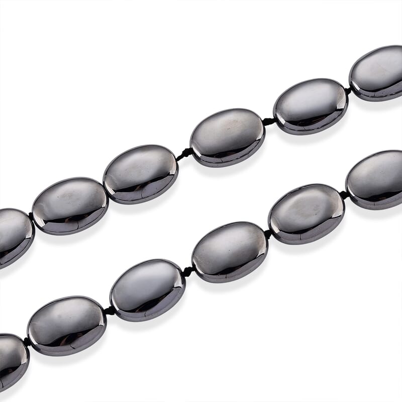 Terahertz 280.00 ctw Oval Beaded Necklace in Stainless Steel (22-24 Inches)