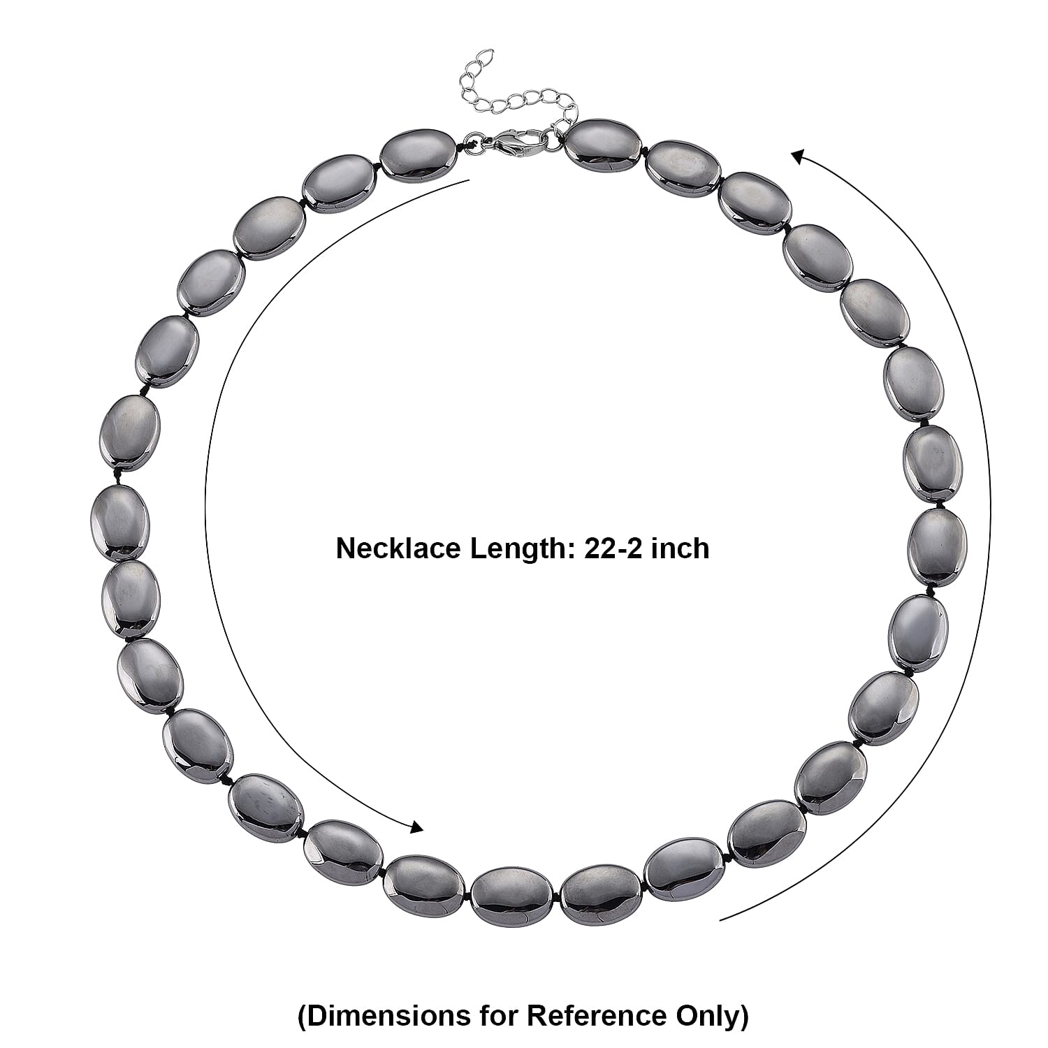 Terahertz 280.00 ctw Oval Beaded Necklace in Stainless Steel (22-24 Inches)