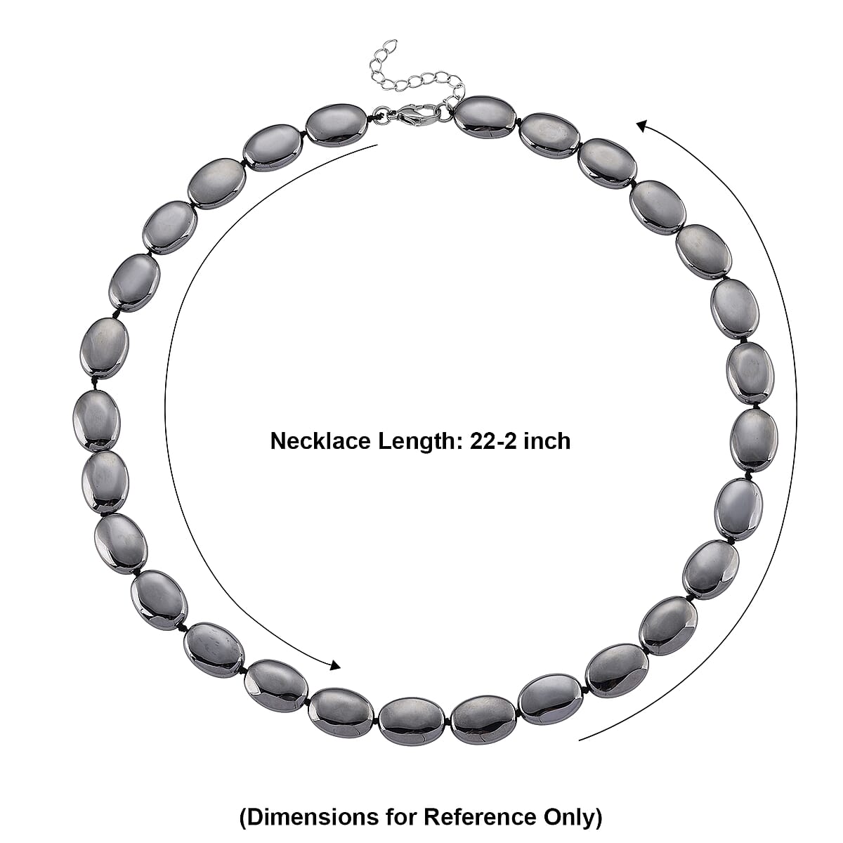 Terahertz 280.00 ctw Oval Beaded Necklace in Stainless Steel (22-24 Inches) image number 4