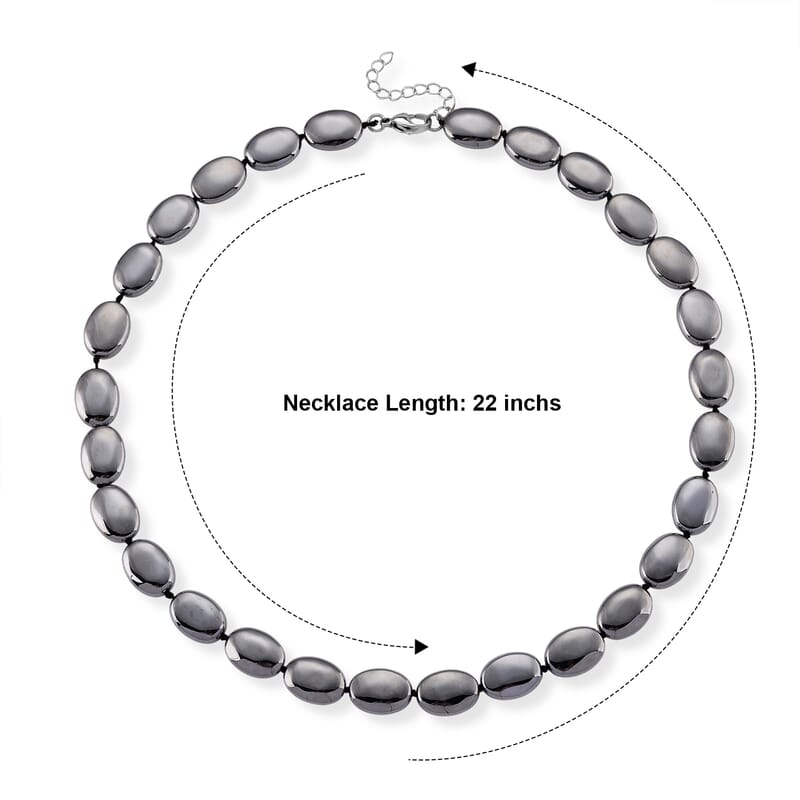 Terahertz 280.00 ctw Oval Beaded Necklace in Stainless Steel (22-24 Inches)