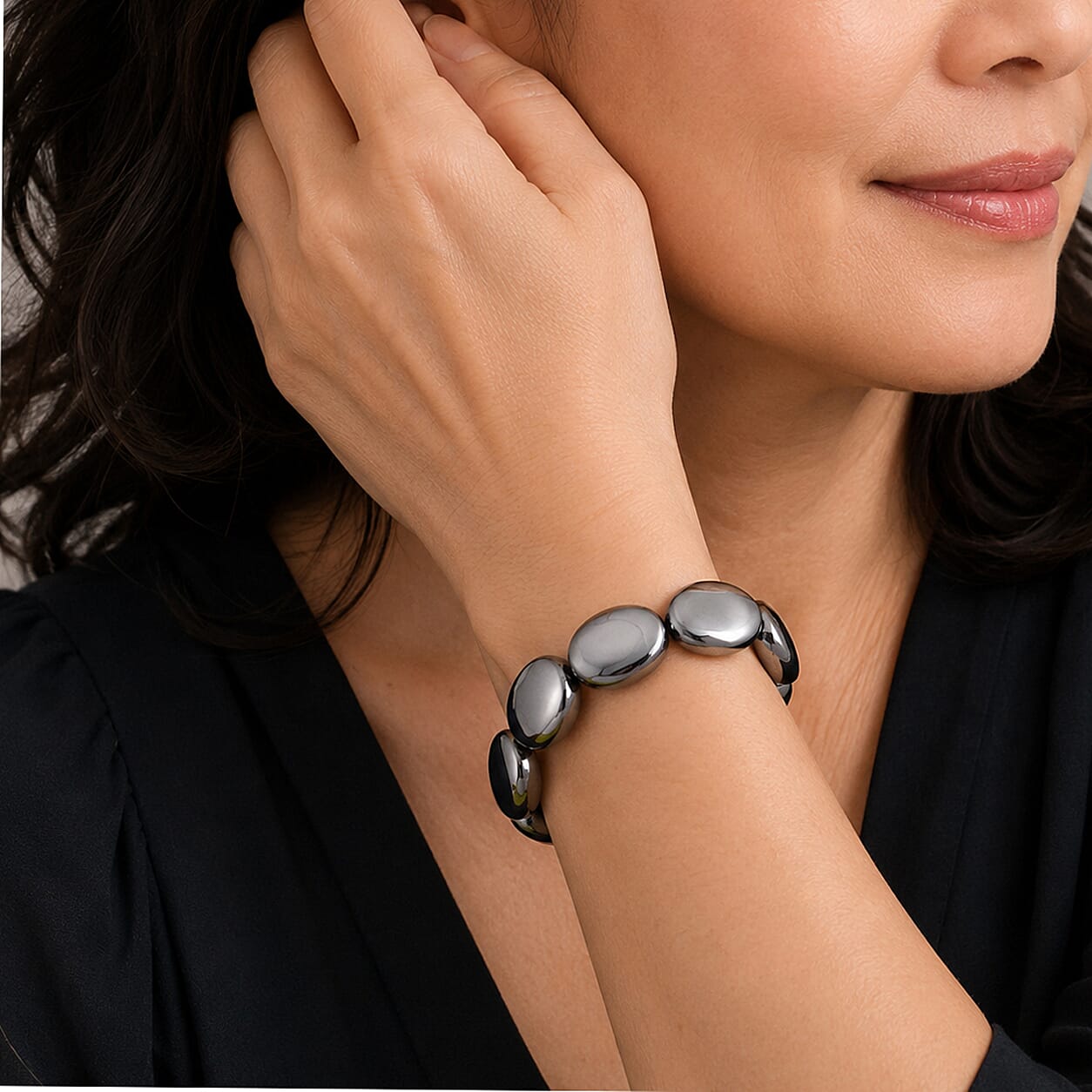 Terahertz 110.00 ctw Oval Beaded Stretch Bracelet